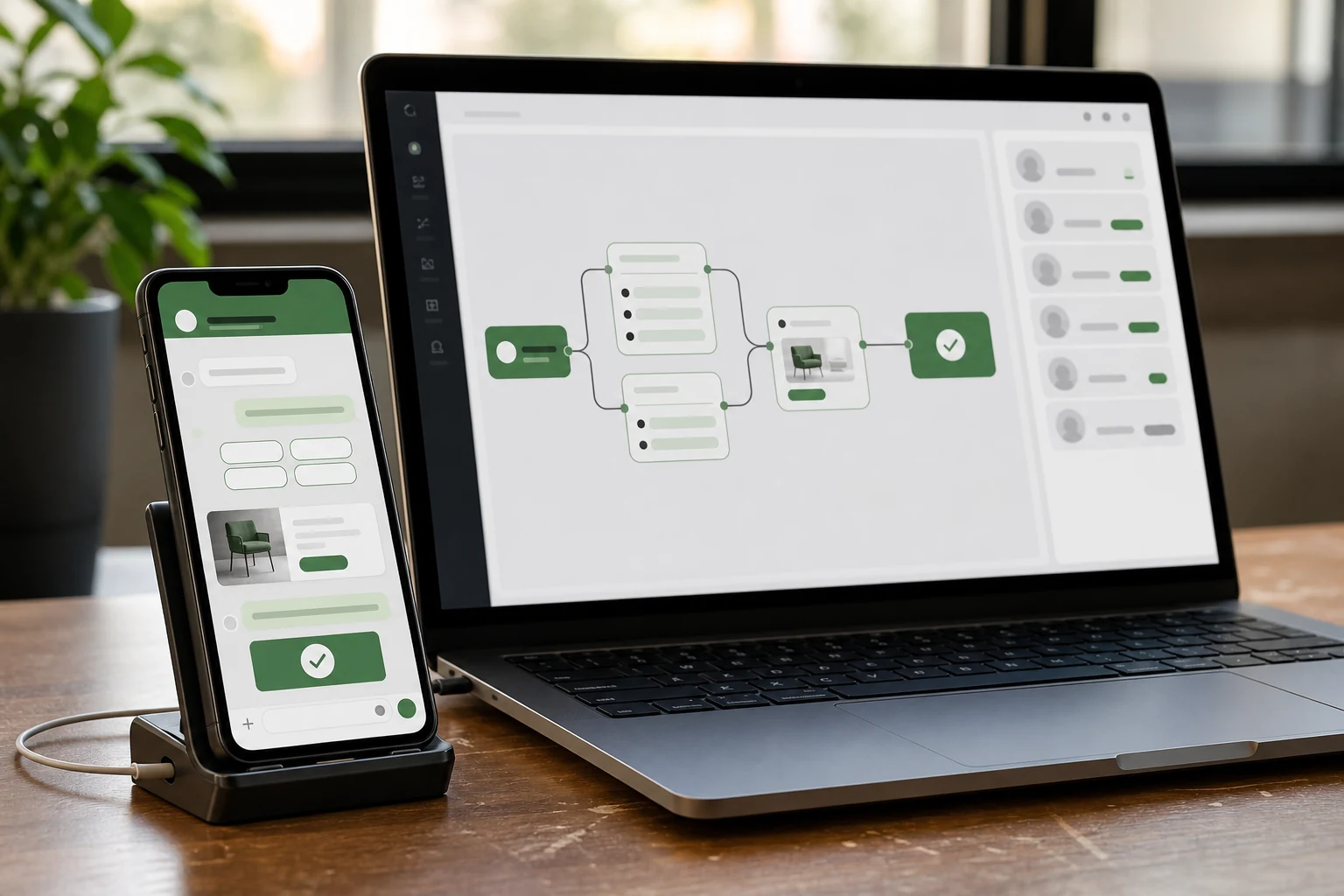 An always-on conversation system connecting messages, workflows and business actions
